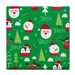 Cute Face Christmas Character Cute Santa Claus Reindeer Snowman Penguin Face Towel by Vaneshart