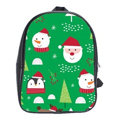 Cute Face Christmas Character Cute Santa Claus Reindeer Snowman Penguin School Bag (xl)