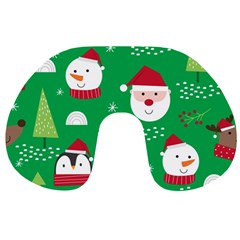 Cute Face Christmas Character Cute Santa Claus Reindeer Snowman Penguin Travel Neck Pillow