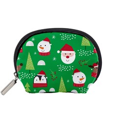 Cute Face Christmas Character Cute Santa Claus Reindeer Snowman Penguin Accessory Pouch (small)