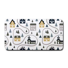 Abstract Seamless Pattern With Cute Houses Trees Road Medium Bar Mats by Vaneshart