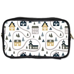 Abstract Seamless Pattern With Cute Houses Trees Road Toiletries Bag (one Side) by Vaneshart