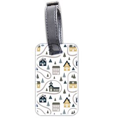 Abstract Seamless Pattern With Cute Houses Trees Road Luggage Tag (two Sides)