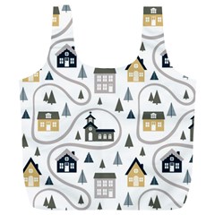 Abstract Seamless Pattern With Cute Houses Trees Road Full Print Recycle Bag (xl) by Vaneshart