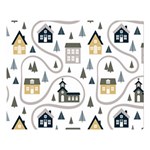 Abstract Seamless Pattern With Cute Houses Trees Road Double Sided Flano Blanket (Large)  Blanket Back