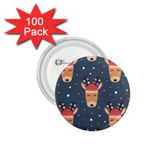 Cute Deer Heads Seamless Pattern Christmas 1 75  Buttons (100 Pack) 