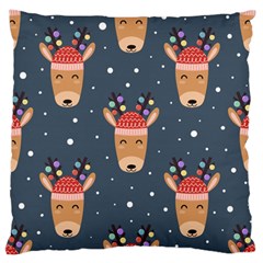 Cute Deer Heads Seamless Pattern Christmas Standard Flano Cushion Case (two Sides)