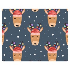 Cute Deer Heads Seamless Pattern Christmas Double Sided Flano Blanket (medium)  by Vaneshart