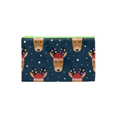 Cute Deer Heads Seamless Pattern Christmas Cosmetic Bag (xs)