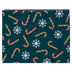 Christmas Seamless Pattern With Candies Snowflakes Cosmetic Bag (xxxl)