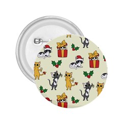 Christmas Funny Pattern Cat 2 25  Buttons