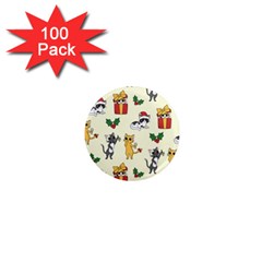 Christmas Funny Pattern Cat 1  Mini Magnets (100 Pack) 
