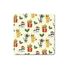 Christmas Funny Pattern Cat Square Magnet