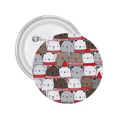 Cute Adorable Bear Merry Christmas Happy New Year Cartoon Doodle Seamless Pattern 2 25  Buttons