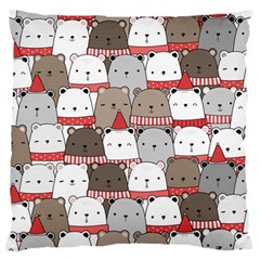 Cute Adorable Bear Merry Christmas Happy New Year Cartoon Doodle Seamless Pattern Standard Flano Cushion Case (one Side) by Vaneshart