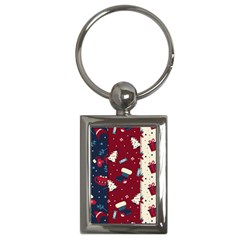 Flat Design Christmas Pattern Collection Art Key Chain (rectangle)