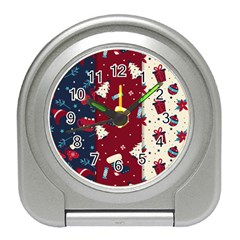 Flat Design Christmas Pattern Collection Art Travel Alarm Clock by Vaneshart