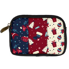 Flat Design Christmas Pattern Collection Art Digital Camera Leather Case