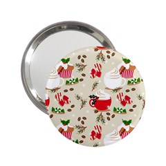 Christmas Coffe Cupcake Seamless Pattern 2 25  Handbag Mirrors