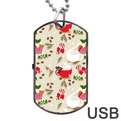 Christmas Coffe Cupcake Seamless Pattern Dog Tag Usb Flash (one Side)