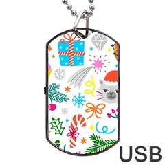 Funny Christmas Pattern Dog Tag Usb Flash (one Side) by Vaneshart