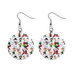 Seamless Pattern Christmas Mini Button Earrings