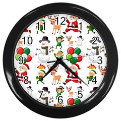 Seamless Pattern Christmas Wall Clock (black) by Vaneshart