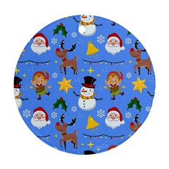 Funny Christmas Pattern With Snowman Reindeer Ornament (round) by Vaneshart