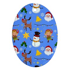 Funny Christmas Pattern With Snowman Reindeer Ornament (oval) by Vaneshart