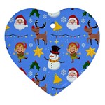 Funny Christmas Pattern With Snowman Reindeer Ornament (Heart) Front