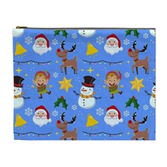 Funny Christmas Pattern With Snowman Reindeer Cosmetic Bag (xl) by Vaneshart