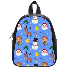 Funny Christmas Pattern With Snowman Reindeer School Bag (small)