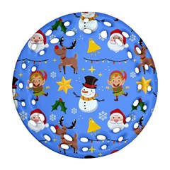 Funny Christmas Pattern With Snowman Reindeer Ornament (round Filigree) by Vaneshart