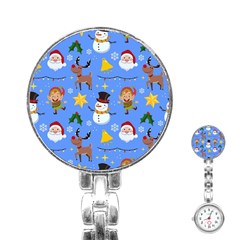 Funny Christmas Pattern With Snowman Reindeer Stainless Steel Nurses Watch by Vaneshart