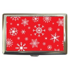 Christmas Seamless With Snowflakes Snowflake Pattern Red Background Winter Cigarette Money Case by Vaneshart