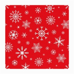 Christmas Seamless With Snowflakes Snowflake Pattern Red Background Winter Medium Glasses Cloth by Vaneshart