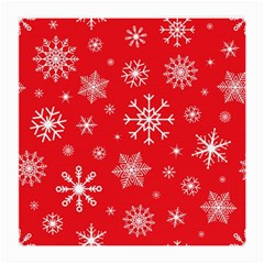 Christmas Seamless With Snowflakes Snowflake Pattern Red Background Winter Medium Glasses Cloth (2 Sides) by Vaneshart