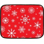 Christmas Seamless With Snowflakes Snowflake Pattern Red Background Winter Double Sided Fleece Blanket (Mini)  35 x27  Blanket Front