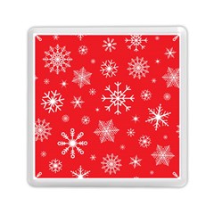 Christmas Seamless With Snowflakes Snowflake Pattern Red Background Winter Memory Card Reader (square) by Vaneshart