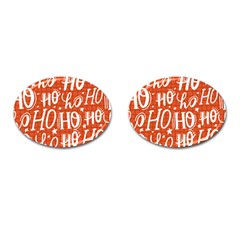 Ho Ho Ho Lettering Seamless Pattern Santa Claus Laugh Cufflinks (oval) by Vaneshart