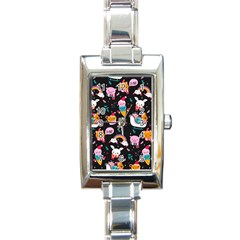 Colorful Funny Christmas Pattern Merry Xmas Rectangle Italian Charm Watch