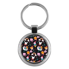 Colorful Funny Christmas Pattern Merry Xmas Key Chain (round) by Vaneshart