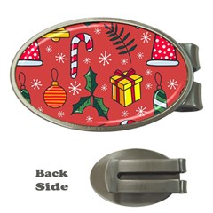 Colorful Funny Christmas Pattern Money Clips (oval)  by Vaneshart