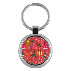 Colorful Funny Christmas Pattern Key Chain (round) by Vaneshart