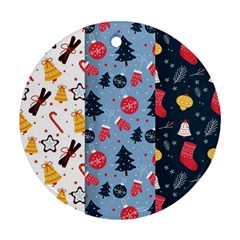 Christmas Pattern Collection Flat Design Round Ornament (two Sides) by Vaneshart