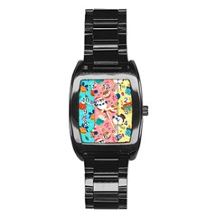 Hand Drawn Christmas Pattern Collection Stainless Steel Barrel Watch by Vaneshart