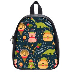 Colorful Funny Christmas Pattern Merry Christmas Xmas School Bag (small)