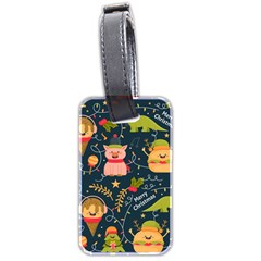 Colorful Funny Christmas Pattern Merry Christmas Xmas Luggage Tag (two Sides) by Vaneshart