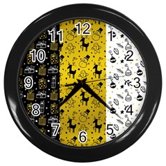 Black Golden Christmas Pattern Collection Wall Clock (black)