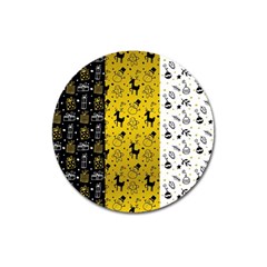 Black Golden Christmas Pattern Collection Magnet 3  (round) by Vaneshart